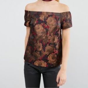 ASOS off the shoulder top in floral jacquard